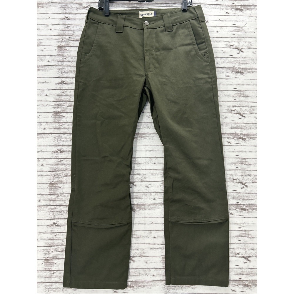 Edgevale Pants Mens 32x28 Green Canvas Chino USA Made Workwear Outdoor Utility